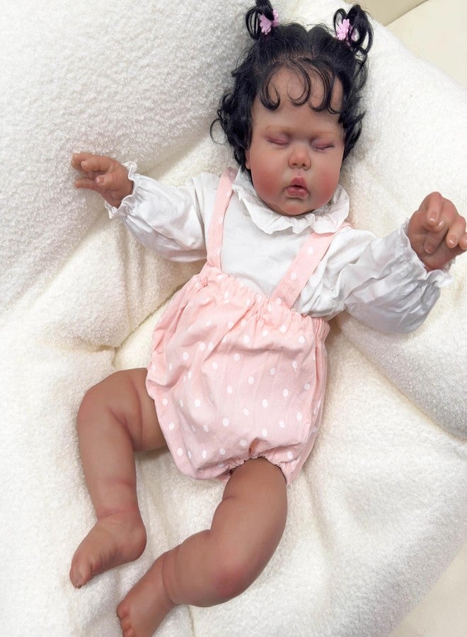 KOKOMANDY Lifelike Reborn Baby Dolls Black Girl Biracial African American Reborn Toddler Doll, 24inch Real Life Realistic Newborn Baby Dolls Dark Brown Skin Cute Toy for Toddler Kids Gifts - Image 4