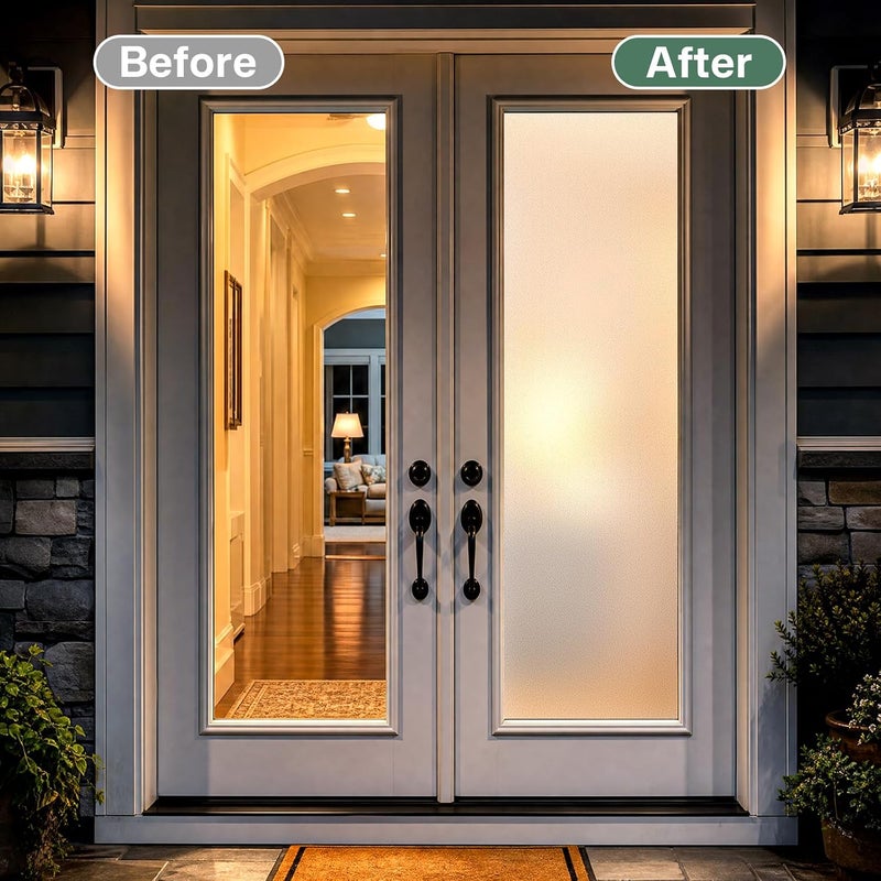 Coavas Frosted Window Privacy Film for Glass, Bathroom Window Static Cling Covering UV & Heat Blocking, Day and Night Door Privacy Frosting Film for Home Office, Pure, 11.8 x 78.7 Inches | Day & night privacy for home office glass doors bathroom windows, easy cling install, no adhesive, Pure, 11.8 x 78.7 in - Image 3