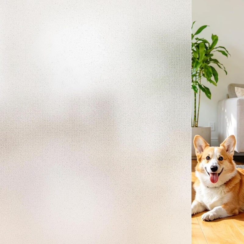 Coavas Frosted Window Privacy Film for Glass, Bathroom Window Static Cling Covering UV & Heat Blocking, Day and Night Door Privacy Frosting Film for Home Office, Pure, 11.8 x 78.7 Inches | Day & night privacy for home office glass doors bathroom windows, easy cling install, no adhesive, Pure, 11.8 x 78.7 in - Image 1