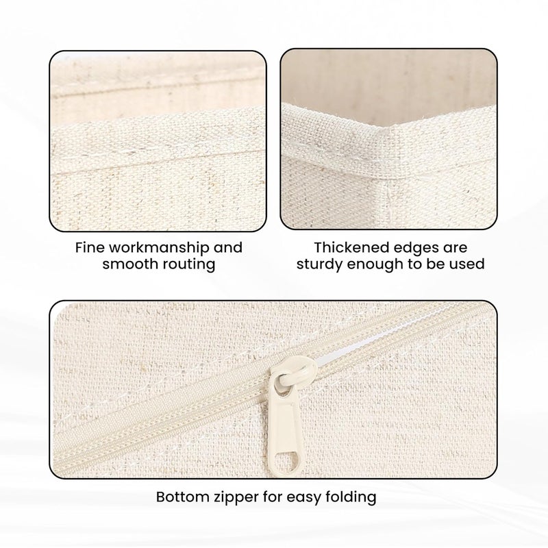 Home Essentials Drawer Organizers - Socks Organizer,Wardrobe Organizer for Socks, Bra, Panty, Lingerie,Ties Storage,Durable,Space-Saving Drawer Box for Household Use,Cotton Material (Pack Of 4), Beige - Image 3