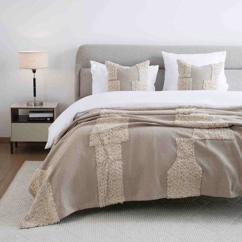 Pan Home Paloma 3-Piece Bedspread Set 220X240cm - Beige - Image 1