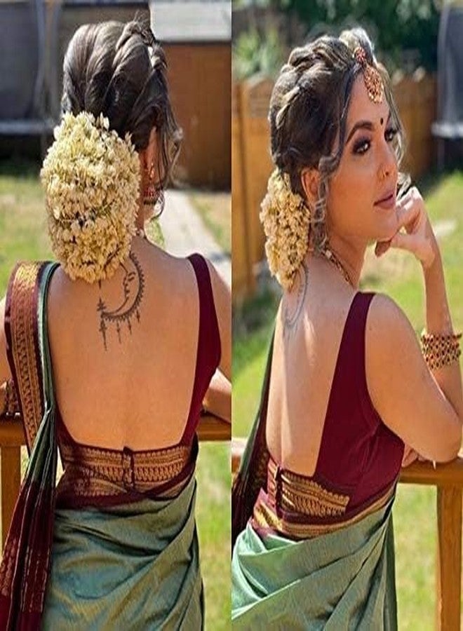 Avantika Fashion Women's Amazing Woven Pure Cotton Silk Art Silk Saree With Blouse Piece (Pista Maroon) - Image 2