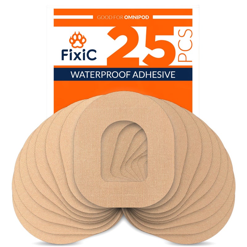 Fixic 25 Pack Adhesive Patches Perfect for Omnipod The Best Waterproof Adhesive Covers for Omnipod Sensors PreCut Back Paper Long Fixation for Your Sensor Tan - Image 3