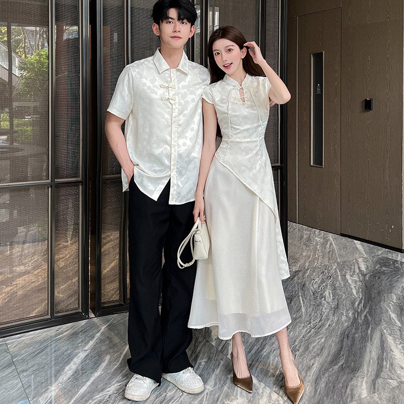 Couple clothing 2025 new French gentle style new Chinese style dress temperament waist slimming improved cheongsam - Image 3