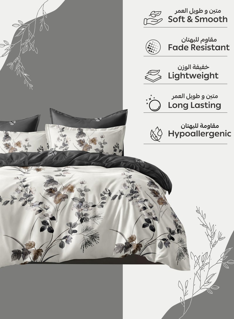 Donetella Printed Duvet Set, King Size 220x240 cm - 6-Pcs Bed Set, Microfiber Fabric - 1 Duvet Cover, 1 Fitted Sheet, 2 Pillow Shams, 2 Pillowcases (Filler Not Included) - Image 5