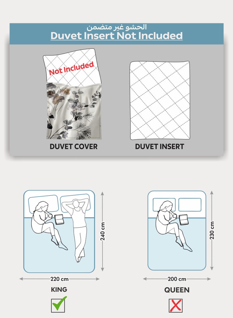 Donetella Printed Duvet Set, King Size 220x240 cm - 6-Pcs Bed Set, Microfiber Fabric - 1 Duvet Cover, 1 Fitted Sheet, 2 Pillow Shams, 2 Pillowcases (Filler Not Included) - Image 2