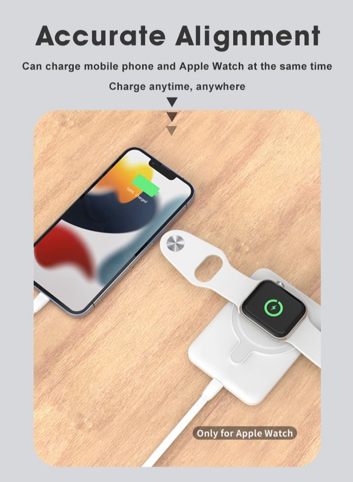 GULFLINK Fast Magnetic Portable Foldable Power Bank Charger for Apple iPhone 13/14/15 series 10000mah White - Image 5