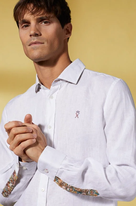 Vicomte A. Clay White Slim Linen Shirt