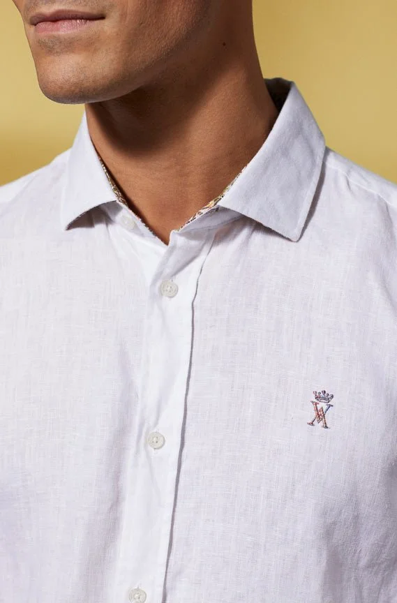 Vicomte A. Clay White Slim Linen Shirt
