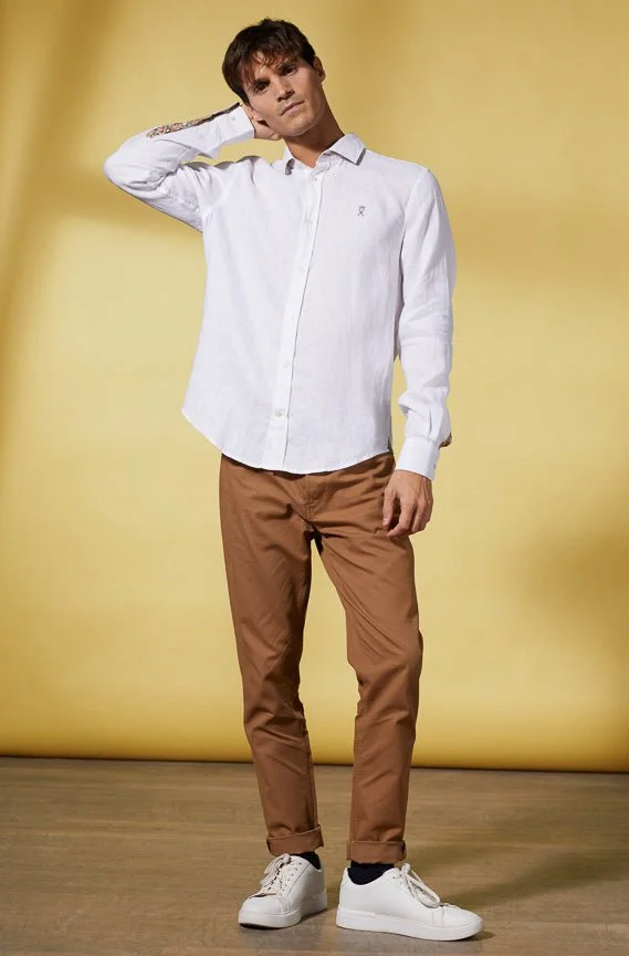 Vicomte A. Clay White Slim Linen Shirt
