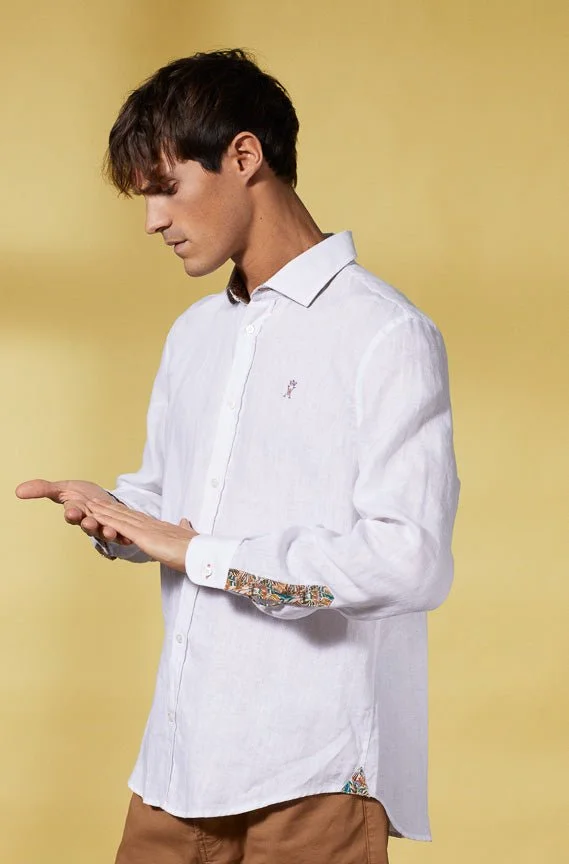 Vicomte A. Clay White Slim Linen Shirt