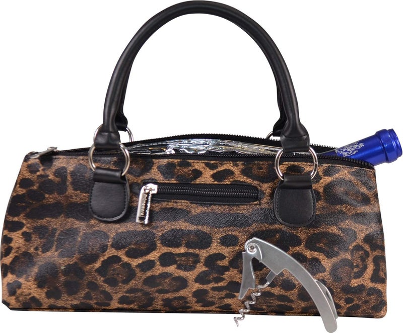 Primeware Wine Clutch Bag (Thermal Insulated) Trendy Women’s Carry Tote | Holds Red & White 750mL Bottles | Trendy Fashion | Incl. Portable Waiter-Style Corkscrew (Cougar) - Image 1