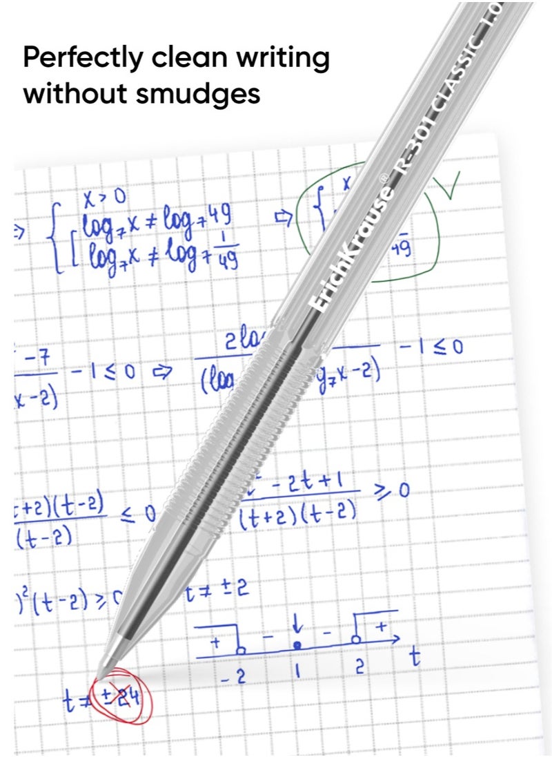 ErichKrause - مجموعة من 4 أقلام حبر جاف R-301 Stick Classic 1.0، لون الحبر: أزرق، أسود، أحمر، أخضر (في كيس بلاستيكي) - Image 1