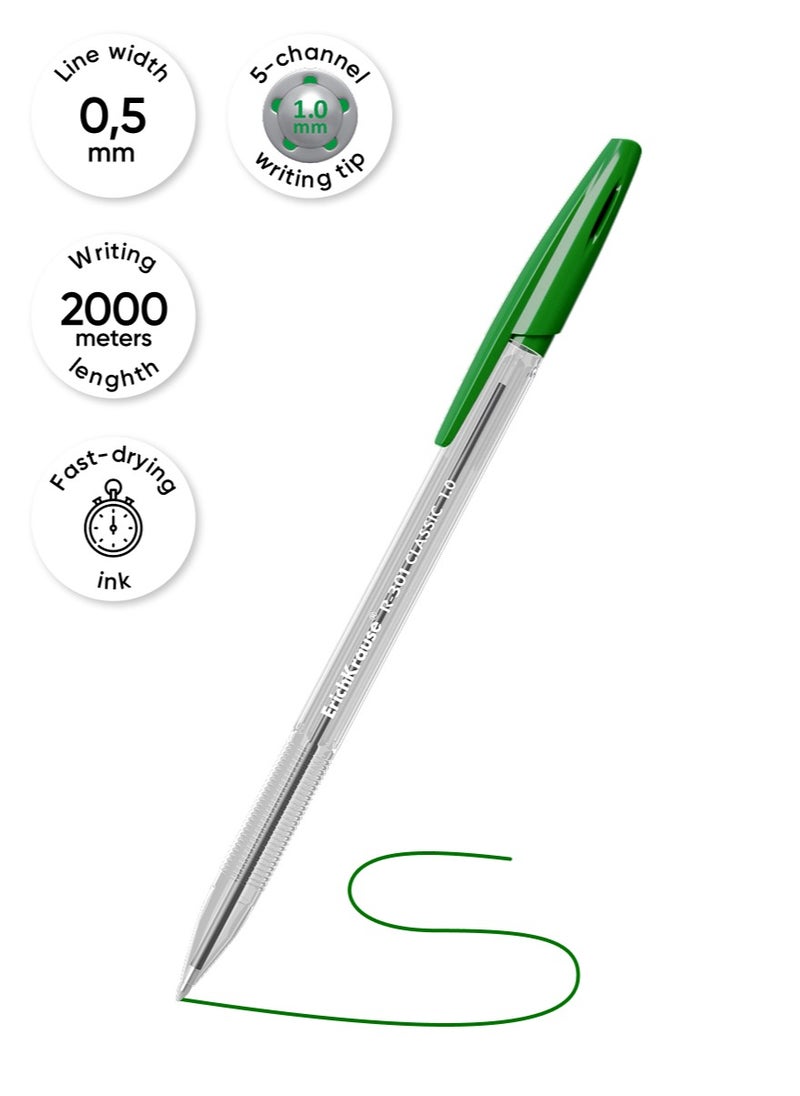 ErichKrause - مجموعة من 4 أقلام حبر جاف R-301 Stick Classic 1.0، لون الحبر: أزرق، أسود، أحمر، أخضر (في كيس بلاستيكي) - Image 1