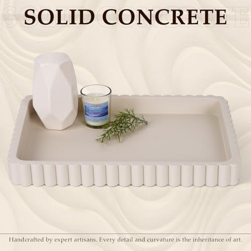 Cathyeen Concrete Decorative Tray for Coffee Table Decor 14 Coffee Table Tray Ottoman Tray Table Centerpieces Rectangular Modern Decorative Trays for Home Decor Living Room Entry Gray - Image 3