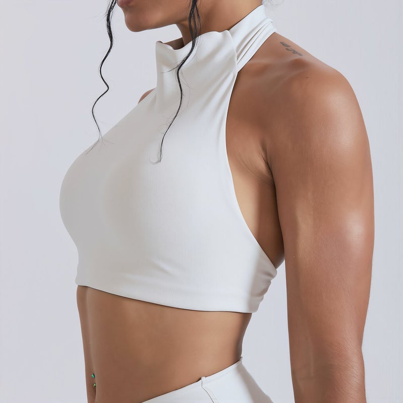 High Neck Sports Bra Halter Padded for Yoga Gym Running Daily Casual Wear - Image 4