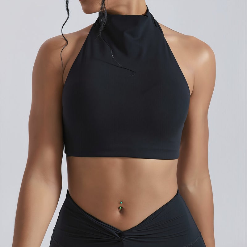 High Neck Sports Bra Halter Padded for Yoga Gym Running Daily Casual Wear - Image 2
