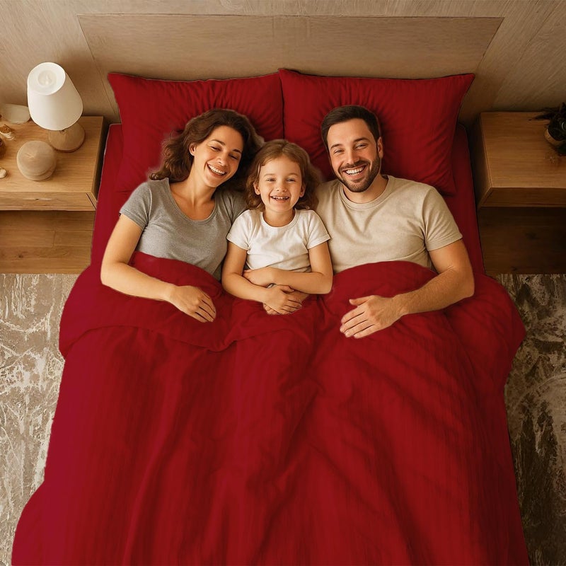 MOONCEE 6Pcs Bed Sheet King Size Set With Duvet Cover 220x240 Microfiber Bed Sheets Bedding Set Includes 1 Fitted Sheet, 1 Quilt Cover & 4 Pillows Cases (6Pcs Duvet Cover Set- King, Cherry Red) - Image 4