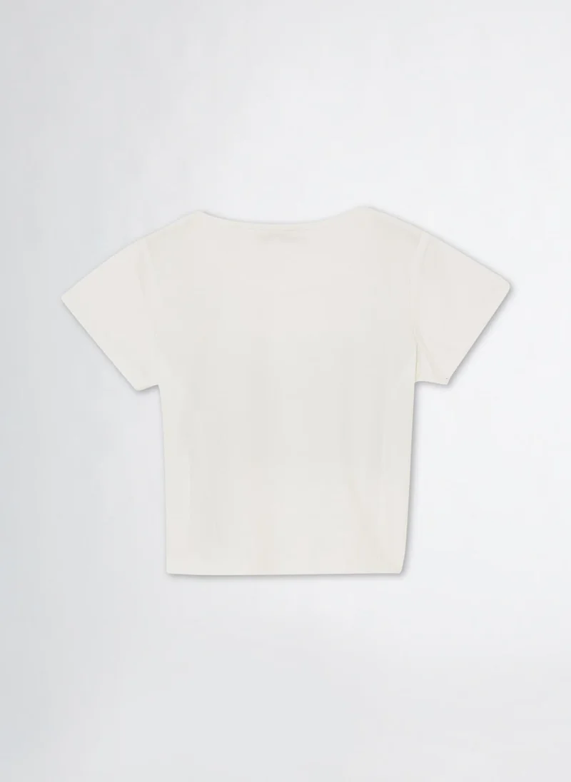 Liu Jo Cotton T-Shirt with Rhinestones
