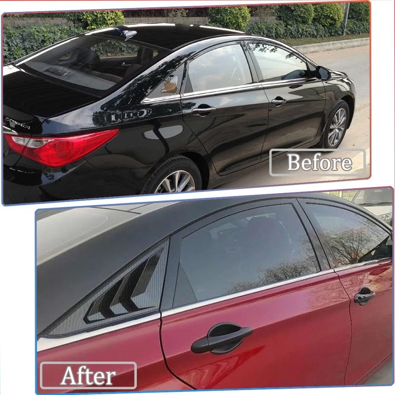 MUXEE 2Pcs Rear Side Window Louvers for Hyundai Sonata 2011-2014 - ABS Carbon Fiber Accessories - Image 3