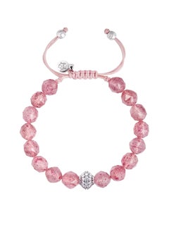 AWNL Women's Bracelet with Madagascar Strawberry Quartz, Natural Gemstone with Silver Cloudberry Macrame Design Gift for Girlfriend Mother Wife  - Image 2