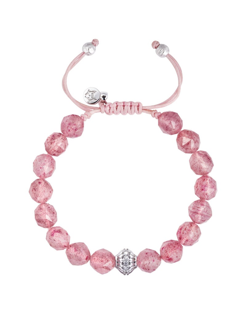 AWNL Women's Bracelet with Madagascar Strawberry Quartz, Natural Gemstone with Silver Cloudberry Macrame Design Gift for Girlfriend Mother Wife - Image 2