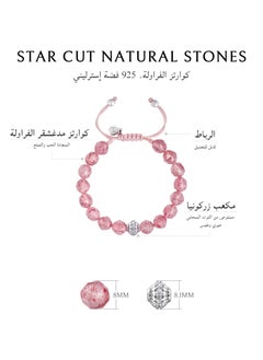 AWNL Women's Bracelet with Madagascar Strawberry Quartz, Natural Gemstone with Silver Cloudberry Macrame Design Gift for Girlfriend Mother Wife  - Image 4