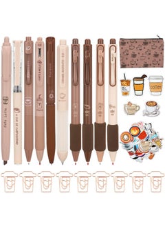 Geyoga 71 Pcs Cute Coffee Pens Coffee Stationery Set Aesthetic Stationery Supplies Gel Ink Pens Retractable Pens 0.5Mm Fine Point Black Ink Kawaii Smooth Writing Pens For Coffee Office Home Supplies  - Image 1