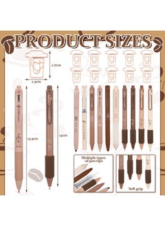 Geyoga 71 Pcs Cute Coffee Pens Coffee Stationery Set Aesthetic Stationery Supplies Gel Ink Pens Retractable Pens 0.5Mm Fine Point Black Ink Kawaii Smooth Writing Pens For Coffee Office Home Supplies  - Image 2