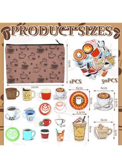 Geyoga 71 Pcs Cute Coffee Pens Coffee Stationery Set Aesthetic Stationery Supplies Gel Ink Pens Retractable Pens 0.5Mm Fine Point Black Ink Kawaii Smooth Writing Pens For Coffee Office Home Supplies  - Image 3