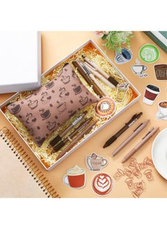 Geyoga 71 Pcs Cute Coffee Pens Coffee Stationery Set Aesthetic Stationery Supplies Gel Ink Pens Retractable Pens 0.5Mm Fine Point Black Ink Kawaii Smooth Writing Pens For Coffee Office Home Supplies  - Image 4