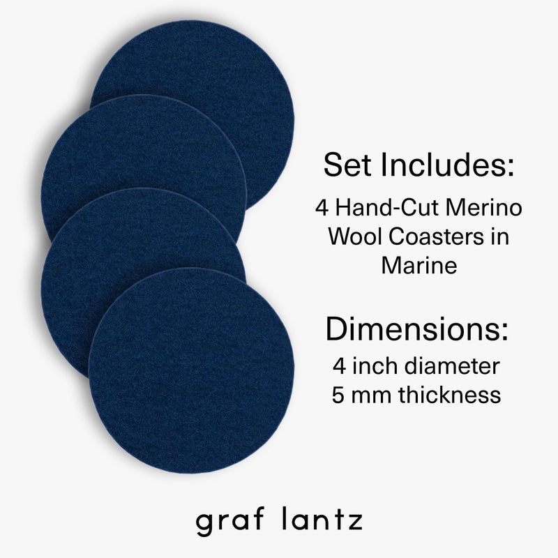 Graf Lantz - Bierfilzl Felt Coasters - Round - 100% Merino Wool - Moisture Wicking - Heat Resistant - Sustainable - Home Decor - Bar Decor - Housewarming Gift - 4 Coaster Set - 4"" Circles - Marine - Image 4