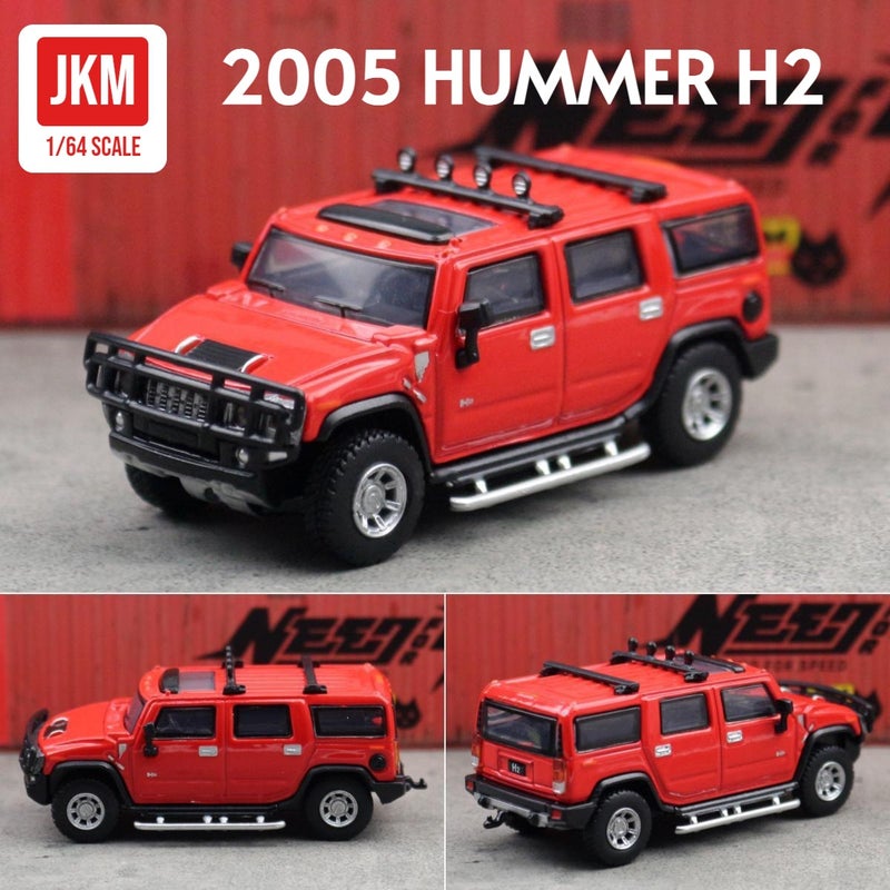 JKM Full alloy car toy 1:64 Hummer H2 Jeep off-road vehicle shock absorber static model decoration boxed Red 