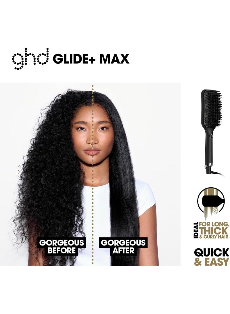 ghd Glide+ Max Professional Hot Brush for Long, Thick & Curly Hair | Extra-Large Heated Paddle Hair Straightening Brush | Ionic Anti-Frizz Technology | 185°C Optimum Styling Temperature - Image 2