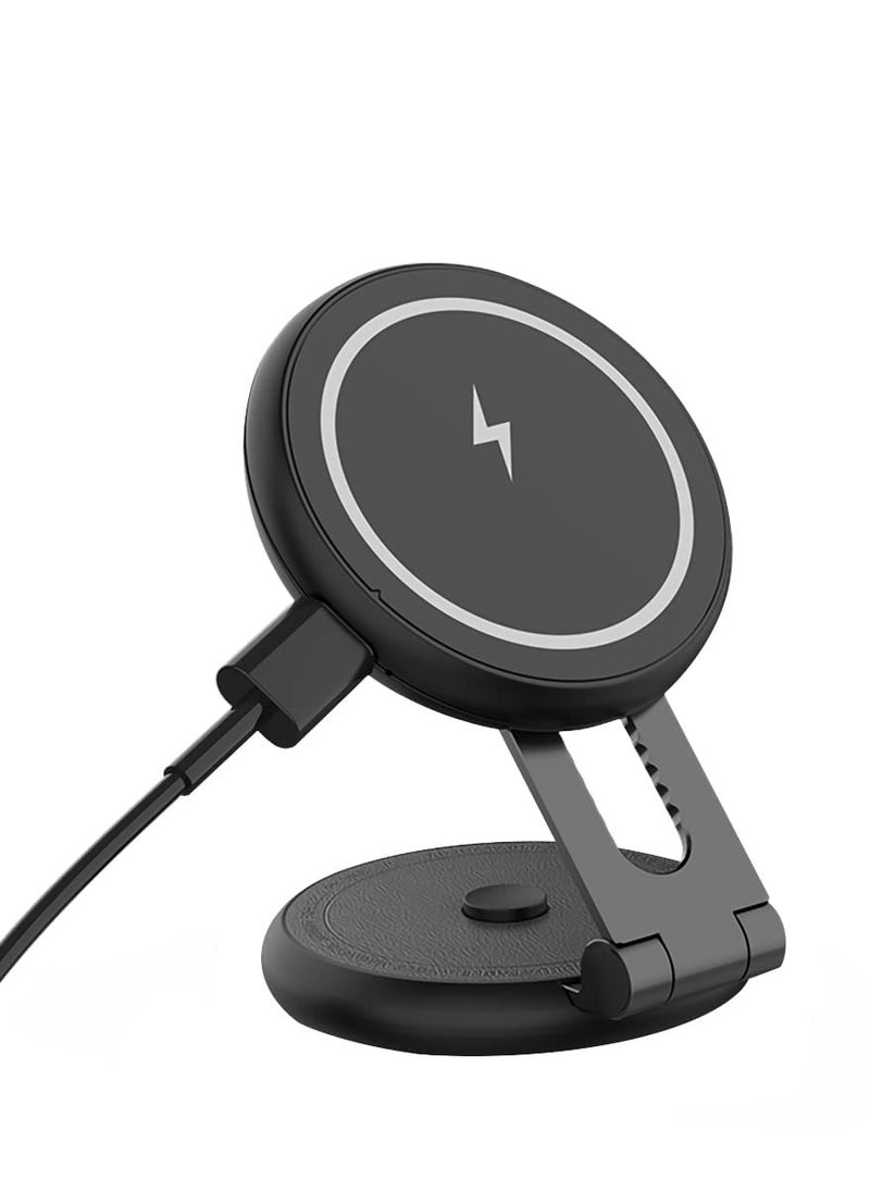erorex - Magnetic Wireless Car Charger Mount Compatible with MagSafe Designed  15W Fast Charging Magnetic Car Phone Mount Foldable Invisible Dashboard Black - Image 1