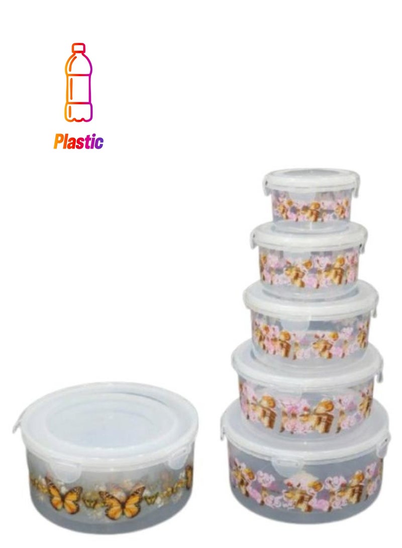 ARTLOOK A set of 5-piece food and vegetable containers, round with a lock - Image 1