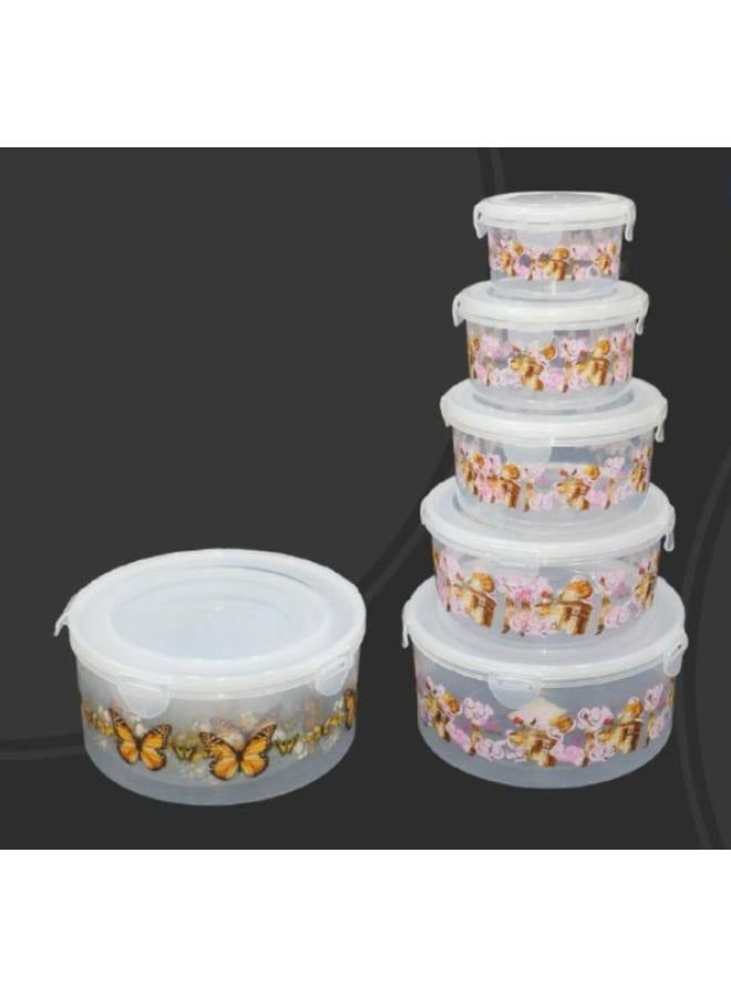 ARTLOOK A set of 5-piece food and vegetable containers, round with a lock - Image 2