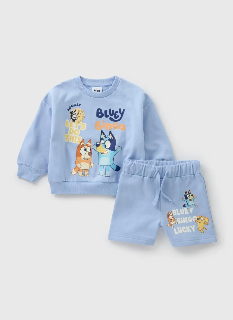 Matalan Bluey Boys Blue Sweatshirt & Shorts Set