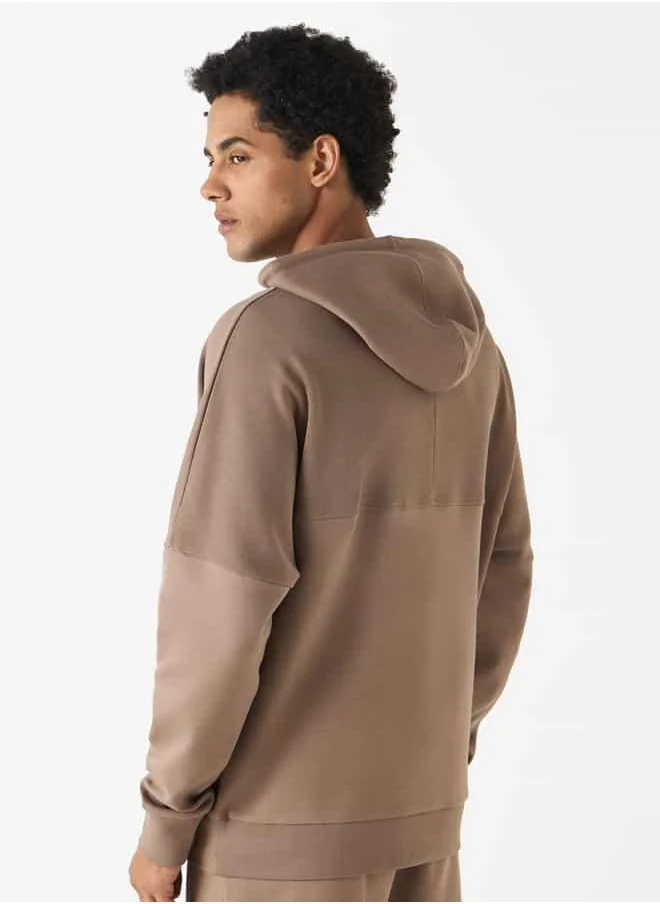 Kappa Kappa Logo Applique Sweatshirt with Long Sleeves and Drawstring Closure