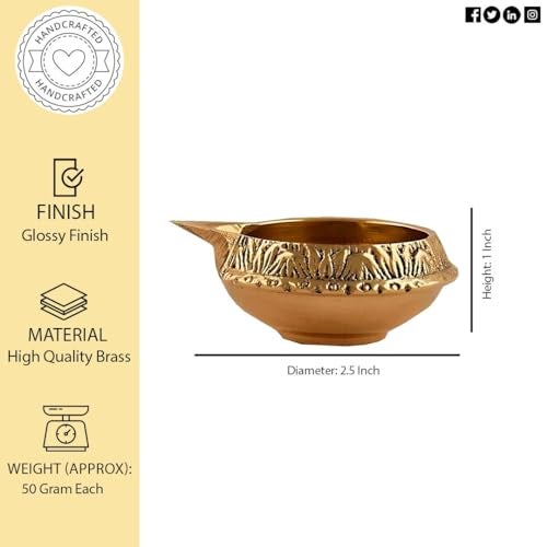 Hashcart Brass Kuber Diya for Diwali Decoration - Traditional Indian Puja Oil Lamp - Diwali Gifts for Friends and Family - Divali Diyas, Diya for Divali Pooja Hashcart® - Image 3