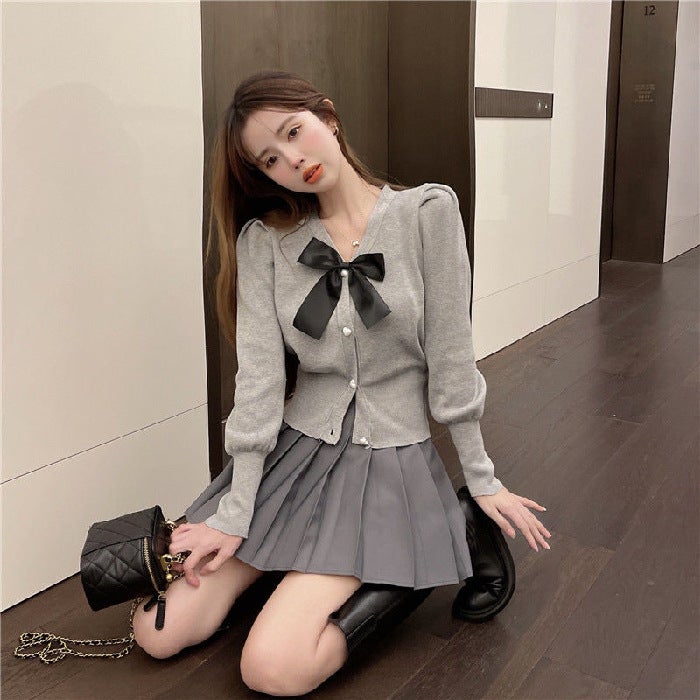 A-Line Pleated Dress Skirt with Safety Shorts for Women Dark gray - Image 2