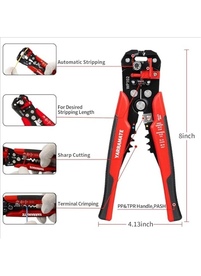 Generic - 10-24 AWG Self Adjusting Wire Stripper/Wire Crimper/Wire Cutter - 3 in 1 Automatic Universal Wire Stripping Tool | Multifunctional Wire stripper and Crimping Tool, 8 Inch - Image 1