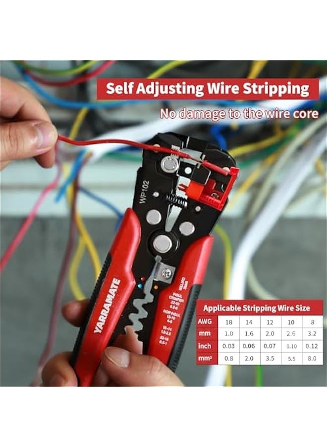 Generic - 10-24 AWG Self Adjusting Wire Stripper/Wire Crimper/Wire Cutter - 3 in 1 Automatic Universal Wire Stripping Tool | Multifunctional Wire stripper and Crimping Tool, 8 Inch - Image 1