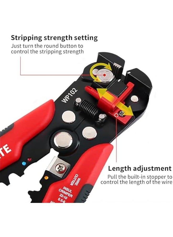 Generic - 10-24 AWG Self Adjusting Wire Stripper/Wire Crimper/Wire Cutter - 3 in 1 Automatic Universal Wire Stripping Tool | Multifunctional Wire stripper and Crimping Tool, 8 Inch - Image 1