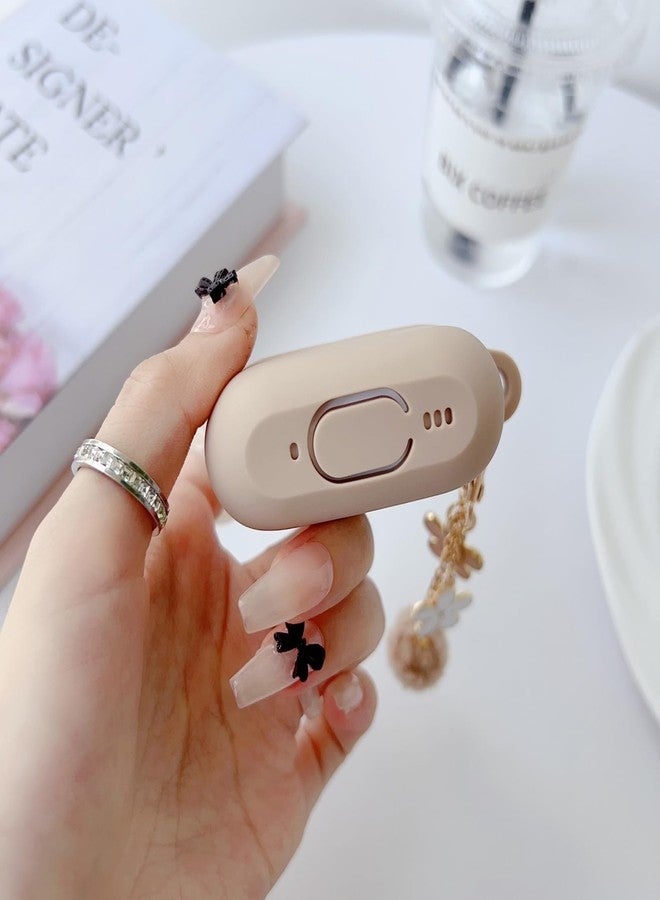 OTOPO Cute Case for Airpods Pro 2nd/1st Generation Cover for Girl Women with Pom pom Flower Keychain & Cleaner Kit, Soft Silicone Protective Skin for Airpods Pro 2/1 Gen 2019/2023/2022, Milk Tea - Image 4