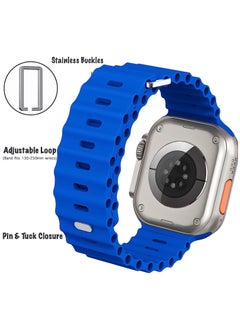 Color Fans Soft Silicone Ocean Sports Strap Compatible Apple Watch 41mm 40mm 38mm for Men Women, Adjustible Watch Band for Apple Watch SE/Series 9/8/7/6/5/4/3/2/1 - Royal Blue  - Image 4