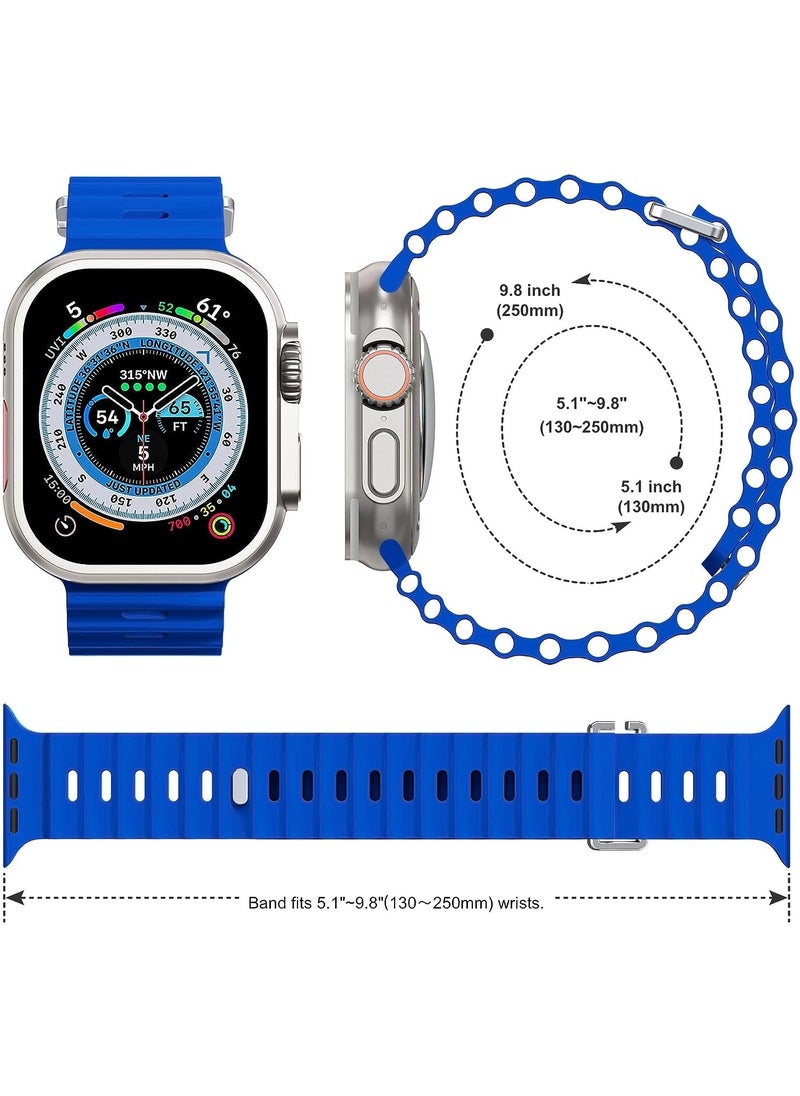 Color Fans - Soft Silicone Ocean Sports Strap Compatible Apple Watch 41mm 40mm 38mm for Men Women, Adjustible Watch Band for Apple Watch SE/Series 9/8/7/6/5/4/3/2/1 - Royal Blue - Image 1