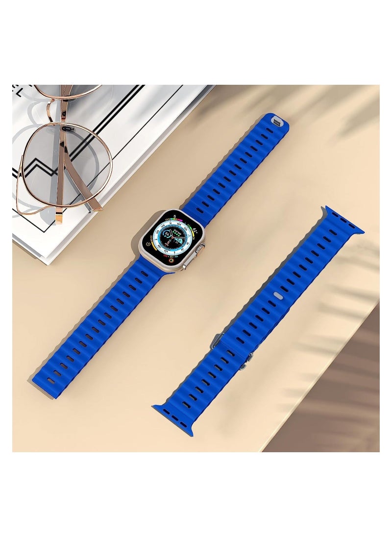 Color Fans - Soft Silicone Ocean Sports Strap Compatible Apple Watch 41mm 40mm 38mm for Men Women, Adjustible Watch Band for Apple Watch SE/Series 9/8/7/6/5/4/3/2/1 - Royal Blue - Image 1