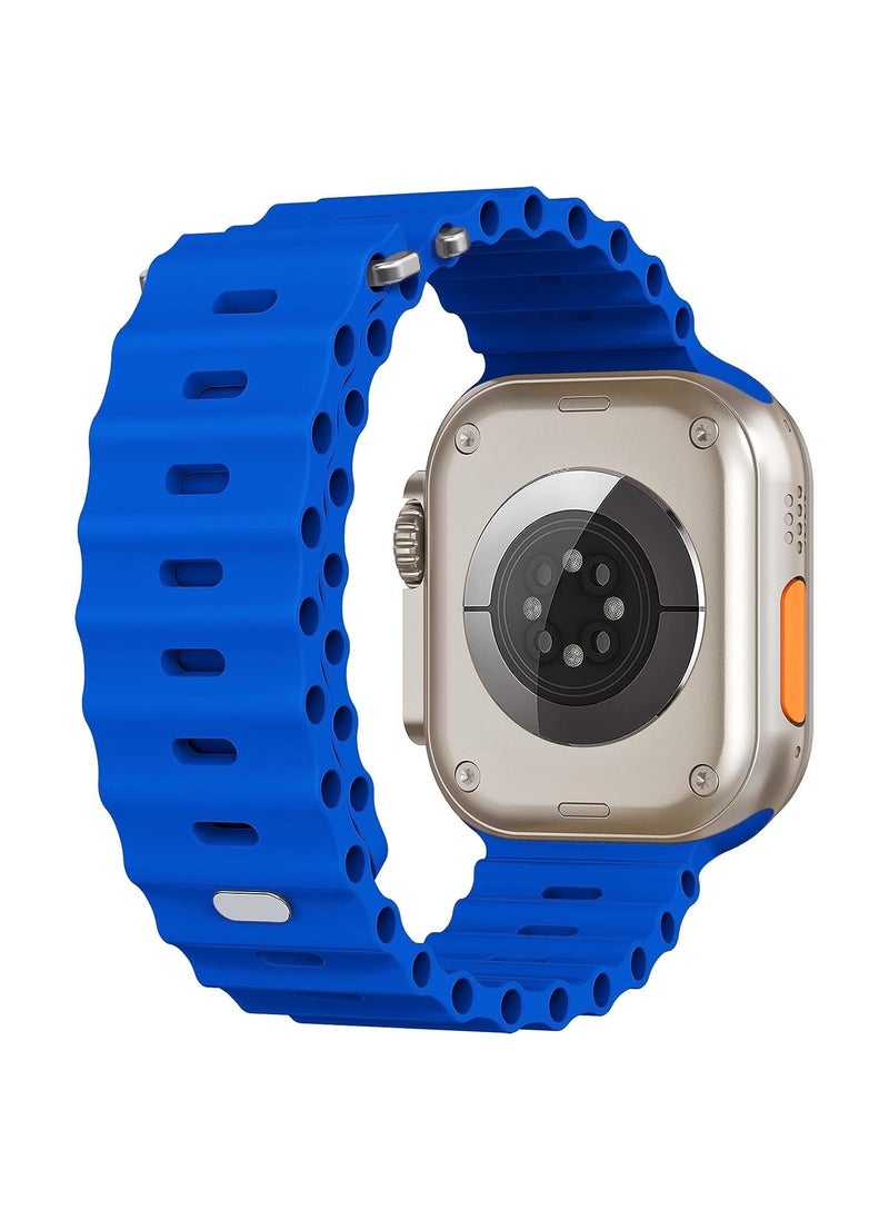 Color Fans - Soft Silicone Ocean Sports Strap Compatible Apple Watch 41mm 40mm 38mm for Men Women, Adjustible Watch Band for Apple Watch SE/Series 9/8/7/6/5/4/3/2/1 - Royal Blue - Image 1