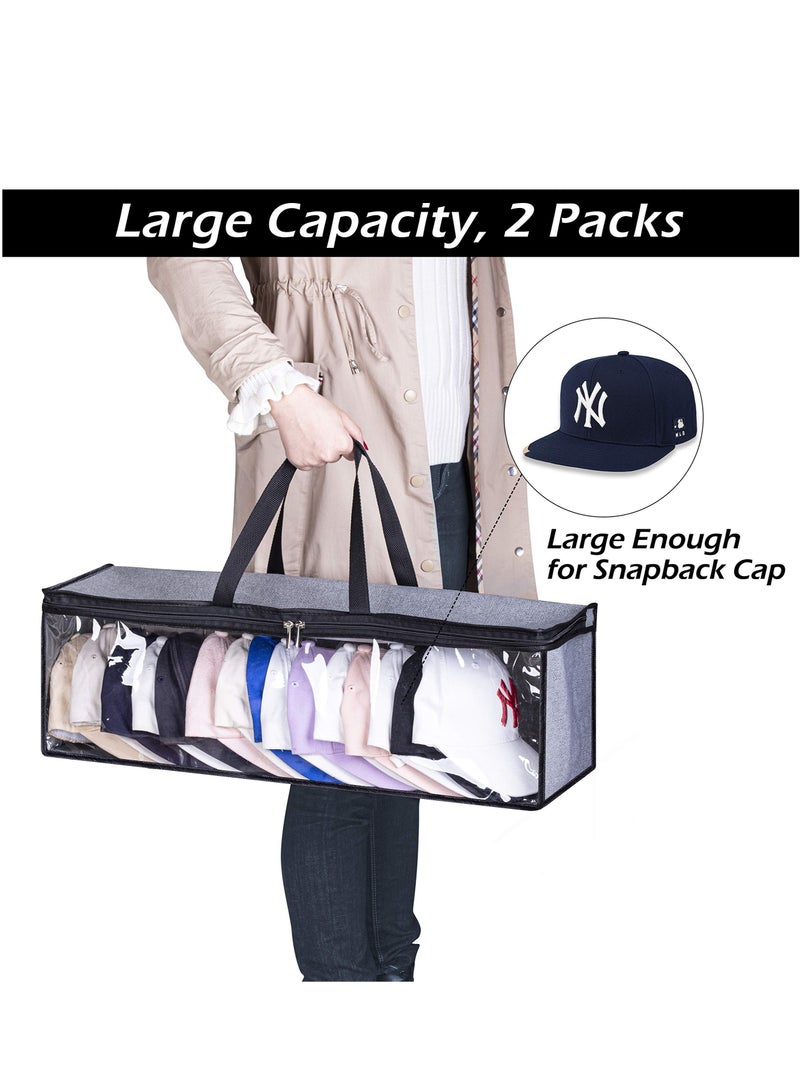 Hat Organizer, Hat Storage for Baseball Caps, Hat Bag, Baseball Cap Organizer, Hat Holder Rack with Carrying Handles & Lid, Portable Large Hat Box for Home Travel - Image 2